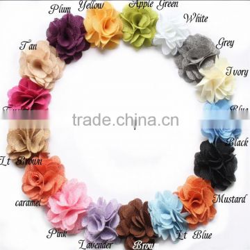 Linen flower 3'' Burlap flower/in stock/good market/top quality