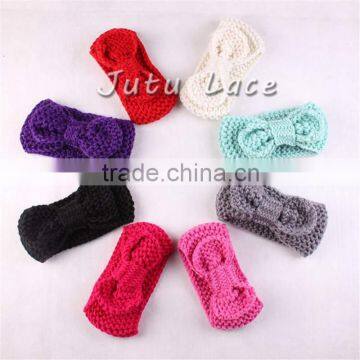 Fashion fancy baby knit headband with bow - crochet bowknot knitted headwraps wholesale