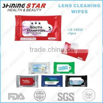 JS-10010 2015 new design 5pcs lens clean wep wipes