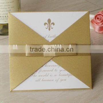 Elegant wedding invitation with ribbon BL035