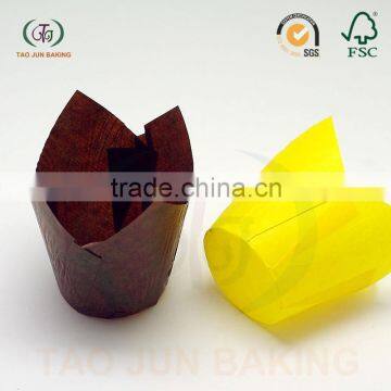 Grease Proof Paper Baking Cups Cupcake Liners Tulip Shaped Solid Color Cups for Cake Bread photo-5