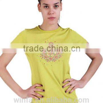 custom elegant polyester short sleeve dry fit t shirt for ladies