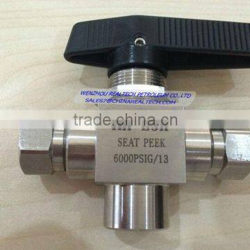 Two position three way ball valve for CNG dispenser nozzle