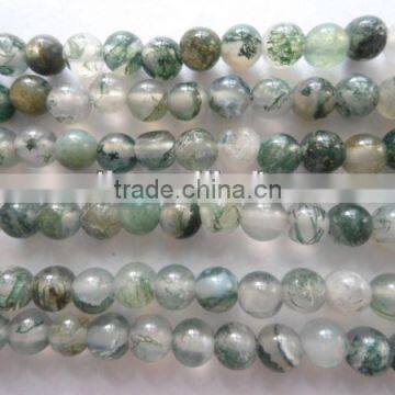 Semi precious stone moss agate 6mm round beads jewelry beads