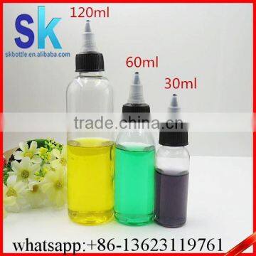 60ml 120ml transparent pet bottle with twist flip top cap