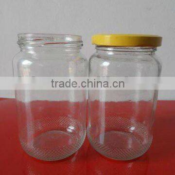 350ml Clear round glass jar, pickle jars and cap