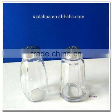 wholesale clear glass spice bottle shaker with metal lid