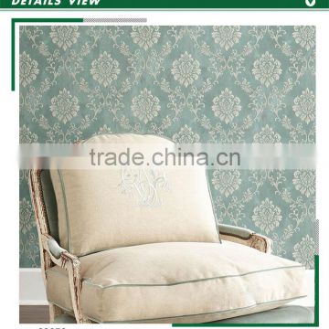 overstock embossed pvc wallpaper, pine green classic damask wall sticker for office , good wall decal supplier