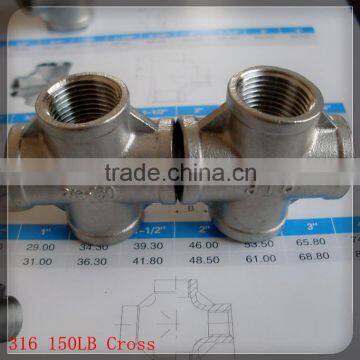 SS Casting Pipe Fitting/SCH40 Cross Connector 316 3/8"