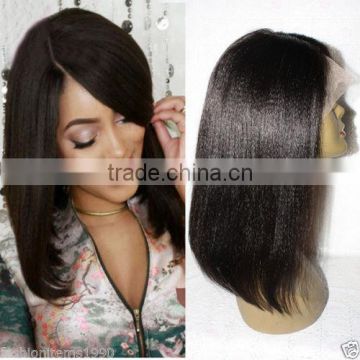 BOB Yaki Straight 100% Indian remy human hair full lace lace front wigs