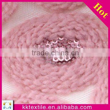 New arrival!2014 wool embroidery designs#7428wool yarn 3D sequin and beaded fabric
