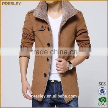 2016 New Fashion Men's Woolen Long Jackets Warm Winter Jacket Coat With Fur Fleece Inside photo-2