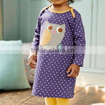 Baby girl cartoon applique embroidery long-sleeved cotton dress casual clothes