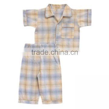 Wholesale Cute Short Plaid Cotton Pajama Set For Boys