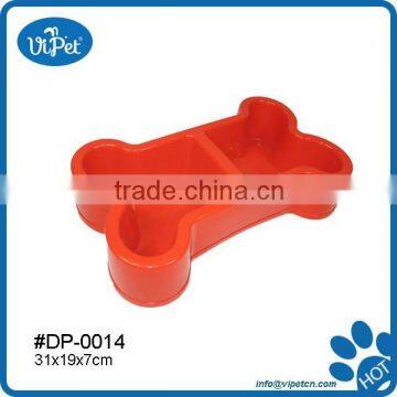 Bone shape double pet food bowl