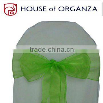 Green Cheap Crystal Organza Chair Sashes For Weddings