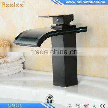 Oil Rubbed Bronze Short Brass Waterfall Basin Sink Faucet Single Handle Vanity Sink Washbasin Mixer Taps photo-3