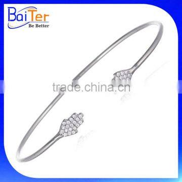 Custom White Gold Plated 925 Sterling Silver Thin Diamond Bangle Bracelet Rhodium Plated CZ Bangle Bracelet Quality Choice photo-2