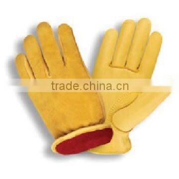 Red Fleece Lined Pigskin Driver Glove/best quality by taidoc