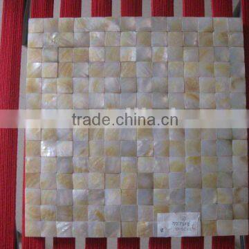 Convex natural yellow mother of pearl seashell mosaic wall tile