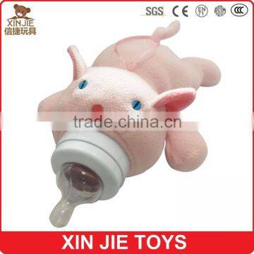 Plush Material Pig Shape Baby Bottle Sleeve Custom Plush Pig Bottle Sleeve Plush Material Wine Cap photo-2