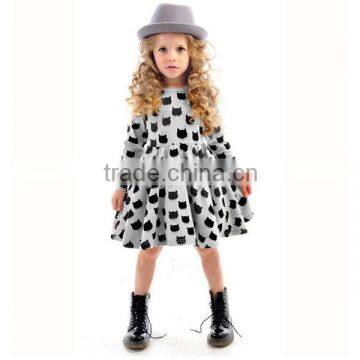 Winter Autumn Spring Girl Dress Animal Print Kids Clothes 2015 Fashion Long Sleeve Cotton Girls Clothes Casual Children ClothE87