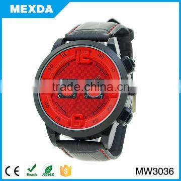2015 china high quality leather strap water resisitant sport watch