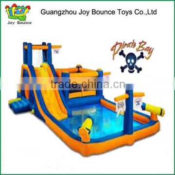 Newest design cheap children inflatable pool with slide for amusement park