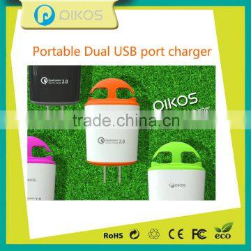 Dual usb port quick charger 2.0 traver charger adapter
