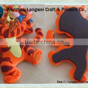 tiger shaped magnets for fridge/wholesale fridge magnet/soft PVC souvenir fridge magnet