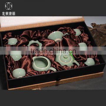 Longquan Celadon Gift / Harp Song Celadon Tea Set Old Plums/ Business Gifts photo-4