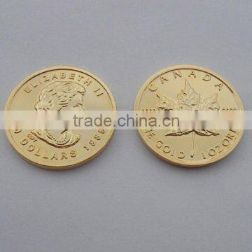 Canada custom gold maple coin wholesale