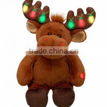 lighted christmas moose/stuffed christmas toys/christmas moose stuffed toys