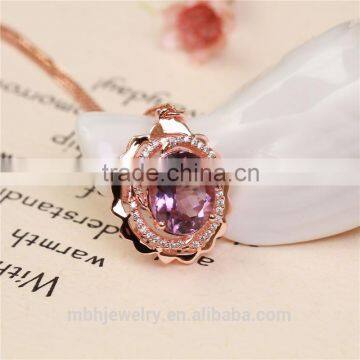 Hot Sale Jewellery Set 18K Gold Plated 925 Sterling Silver Precious Natural Amethyst Gemstone Pendant Ring Jewelry Set photo-4