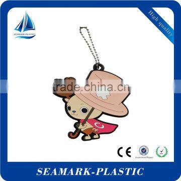2016 most popular custom shape soft pvc 2d keychain rubber keyring