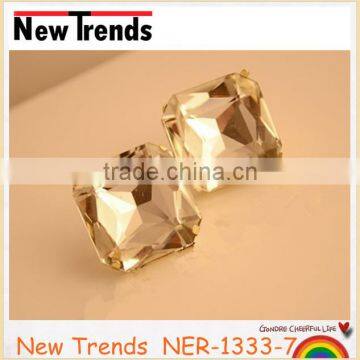 Hot selling focus elegant transparent glass square earrings