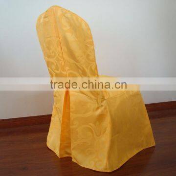 Gold jacquard pleated banquet chair cover for wedding