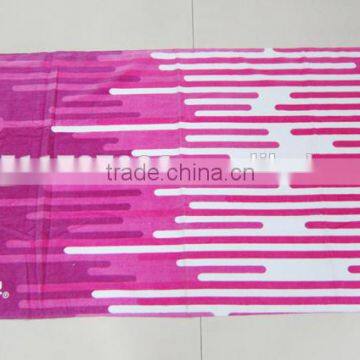 100% Cotton Rosy Pink Color Airplane Sleeping Towel Velour Printed Pool Towel Cover photo-2