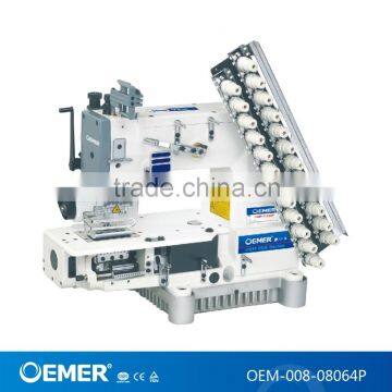 OEM-008-08064P Siruba 8-needle 1/4" (6.4mm) gauge cylinder bed double chain stitch multi stitch industrial sewing machine