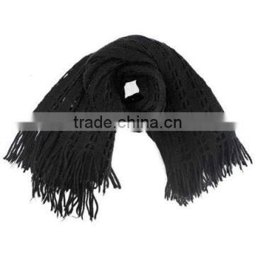 Knit Infinity Scarf With Long Draping Fringe