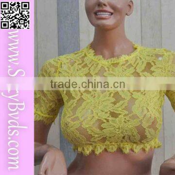 Gorgeous sophisticated yellow lace ladies blouse designs