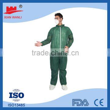 Chemical Hazmat Suit White Coverall L Disposable Elastic Wrist