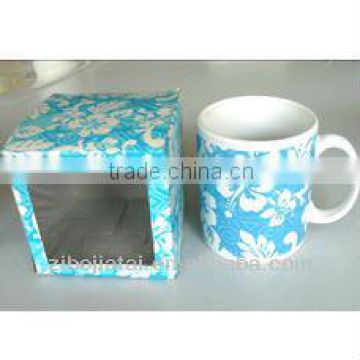 11oz Flower Decal Stoneware Coffee Mug with Individual Box Packing