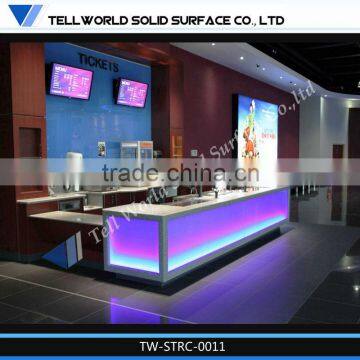 Modern Acrylic Solid Surface Furniture/L-Shape Fashion Led Reception Desk