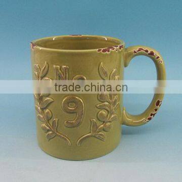 2016 Hot Sale Embossed Ceramic Mug ,ceramic Emboss Mug Wholesale