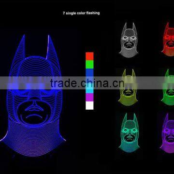 3D Optical Illusion Batman Night Lamp Night Light 10 Colorful LEDs Ultra-thin Acrylic Light Panel AA Battery or DC 5V