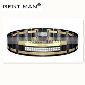 Fashion gold bracelet stainless steel men chain Titanium bracelet with rhinestones