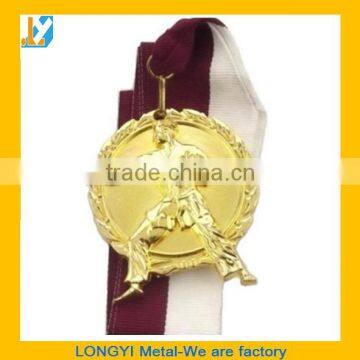 Tae kwon do medals with gold plating