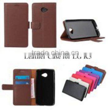 New Product PU Leather Classic Book Folio Case for LG K5 with Card Slot and Stand