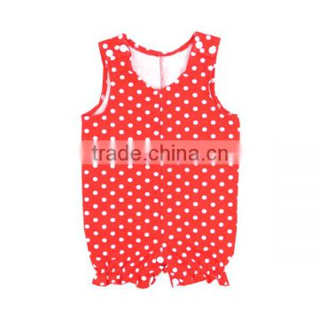 2016 Hot sale new design little baby romper red romper polka dot fabric romper